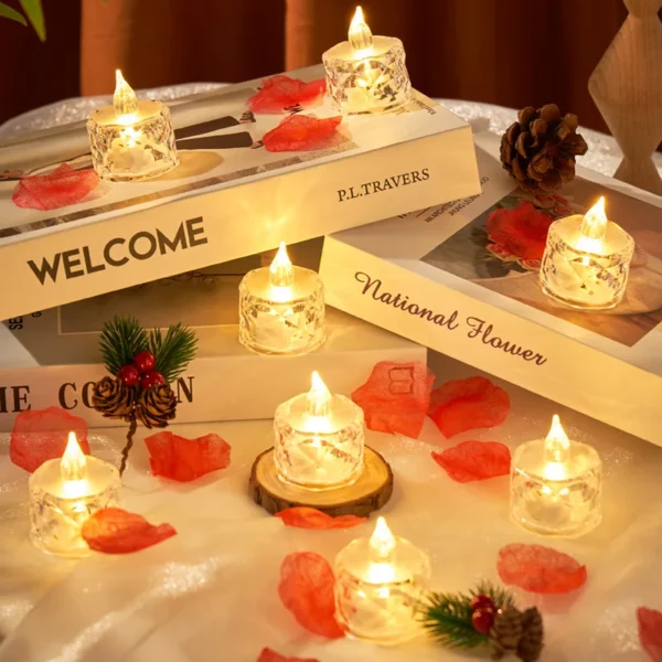 Flameless LED Light Candle LED Crystal Candle Light Transparent Shell Electronic Night Lamp Dating Party Holiday Home Decoration - Image 3