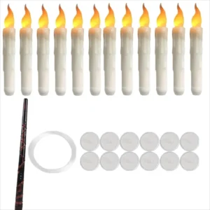 12/24Pack Christmas Floating Candles With Magic Wand Remote LED Flameless Hanging Taper Candle Flickering for Home Holiday Decor