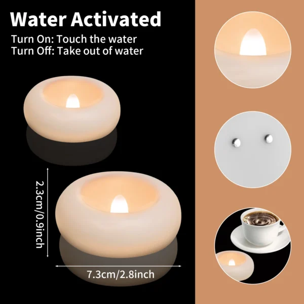 12/24 Pack Waterproof Flameless Floating Tealights Candle Electric Flickering LED Candles For Wedding Party Pool&SPA Home Decor - Image 7