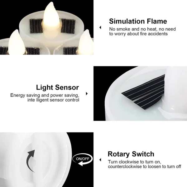 2/4/6 Pieces Solar Flameless LED Candles Fake Flickering Tea Lights Outdoor Garden Light Romantic Wedding Party Decoration - Image 8