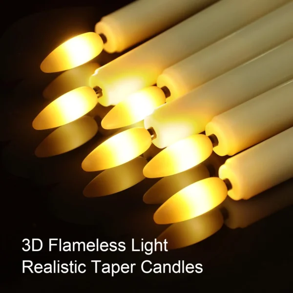 Set of 6/12 Flameless LED Taper Candles with Removable Gold Holders Battery Operated Window Candle for Christmas Table Decor - Image 14