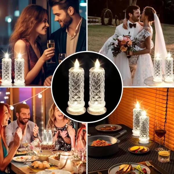Crystal Candles LED Light Transparent Flameless Battery Power Lantern Night Lamp Wedding Party Birthday Xmas Halloween Decor - Image 9