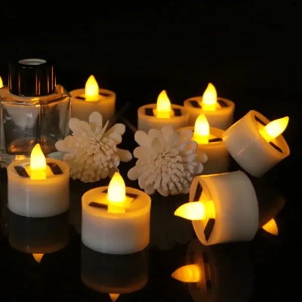 2/4/6 Pieces Solar Flameless LED Candles Fake Flickering Tea Lights Outdoor Garden Light Romantic Wedding Party Decoration - Image 4