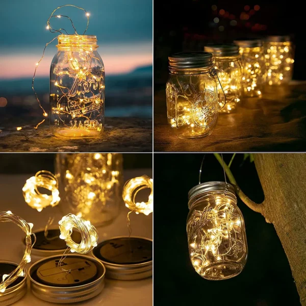 Solar Mason Jar Lid Lights Outdoor  Hanging Mason Jar Lights Christmas Lights for Garden Patio Porch Lawn Decoration（No Jars） - Image 7