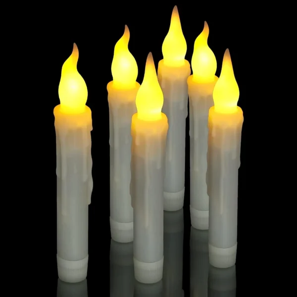 12 Pcs Flameless LED Taper Candles Battery Operated Candles Flickering LED Candles Warm Light Church Christmas Halloween Wedding